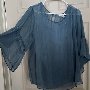 LC Lauren Conrad Elegant Blue Sheer Women's Top